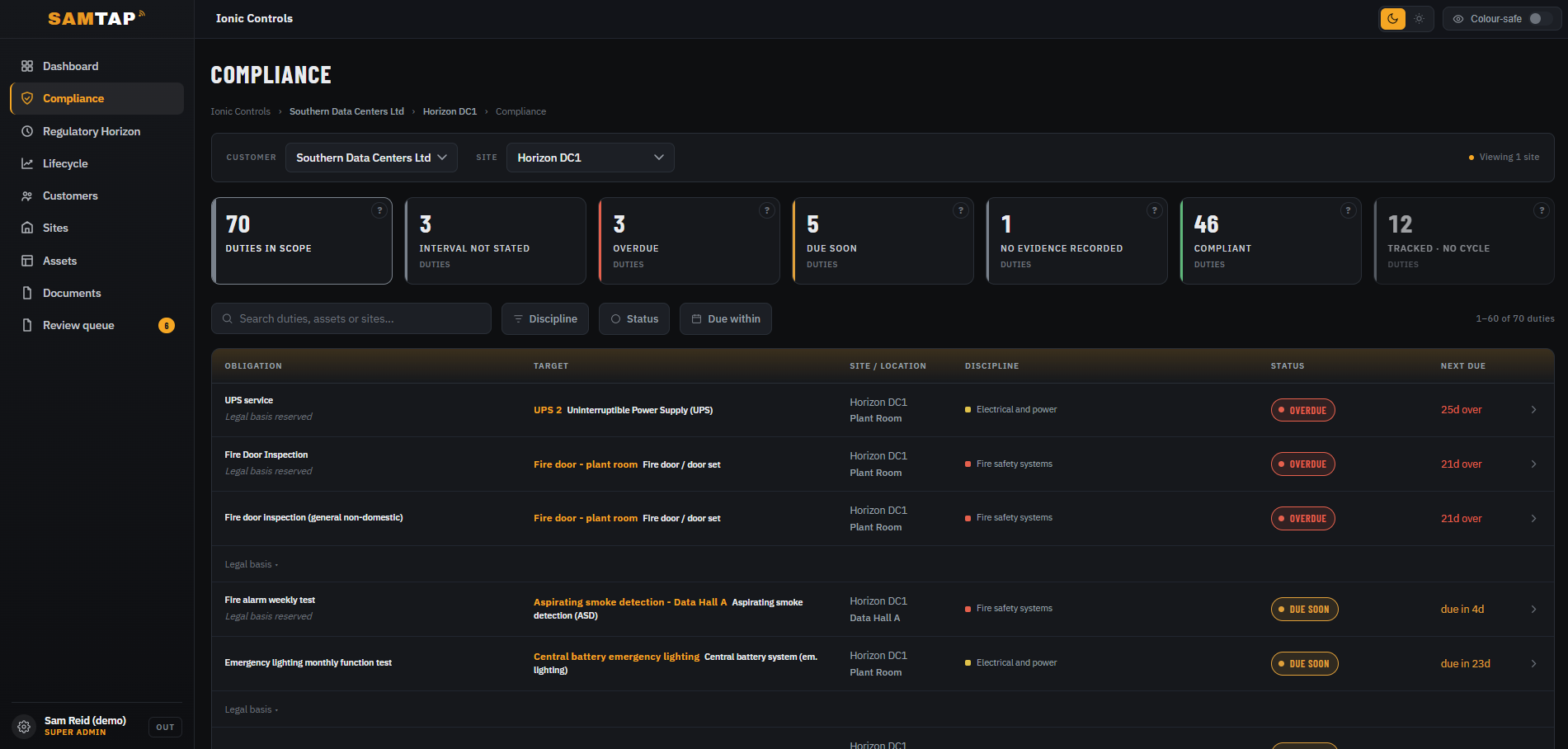 SAMTAP building compliance view